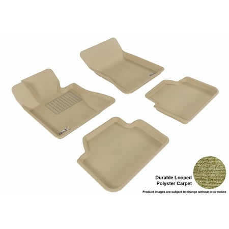 - 3D MAXpider Stylish Custom Fit All Weather Floor Mats for 2004-2010 BMW X3 (E83) Front & Second Row in Tan Carpet
