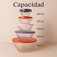 thumbnail image 4 of Set 5 Bowls Tazón De Cristal Texturizado Y Tapas De Plástico, 4 of 8