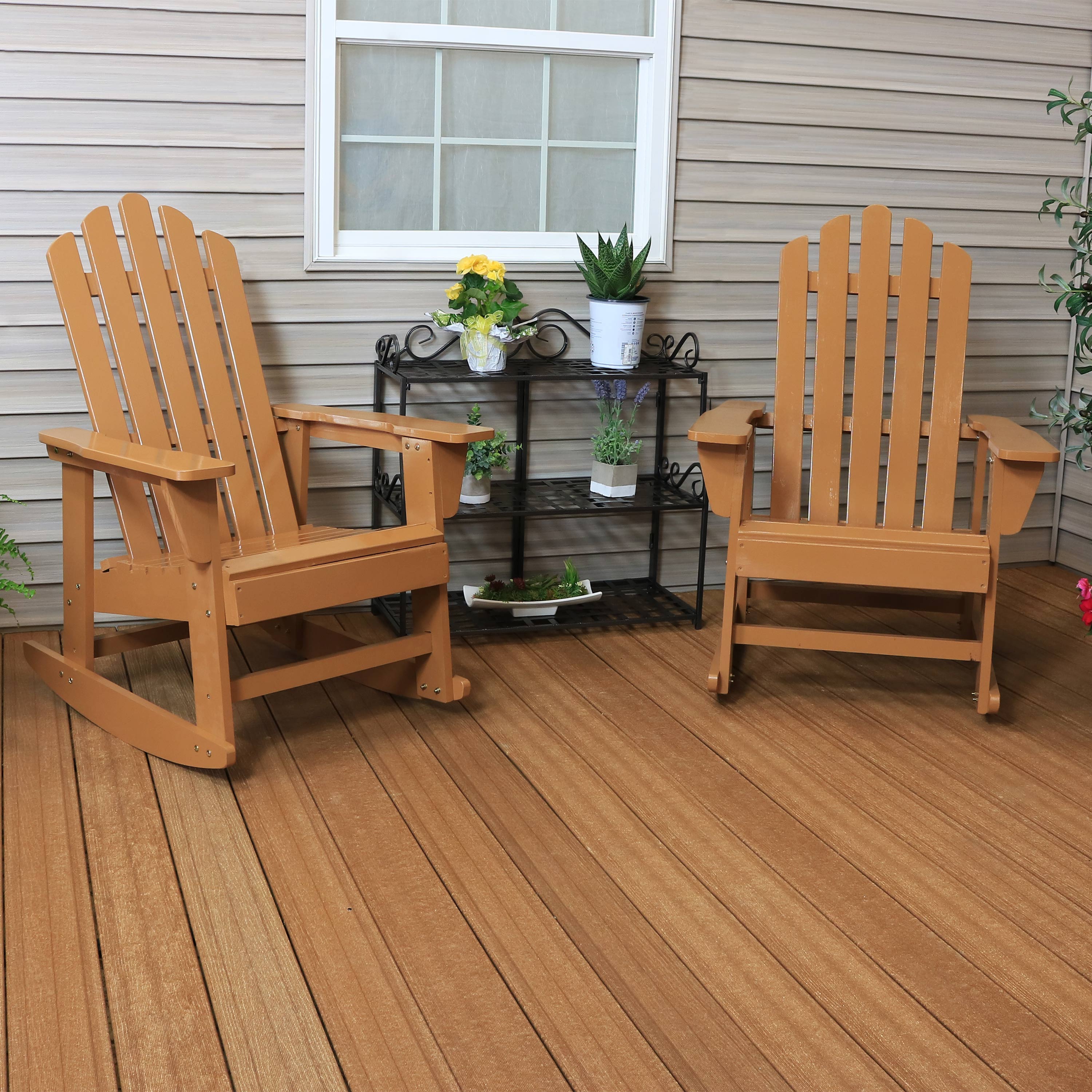 Sunnydaze Outdoor Wooden Adirondack Rocking Chair with Cedar Finish - Set of 2 - image 2 of 8
