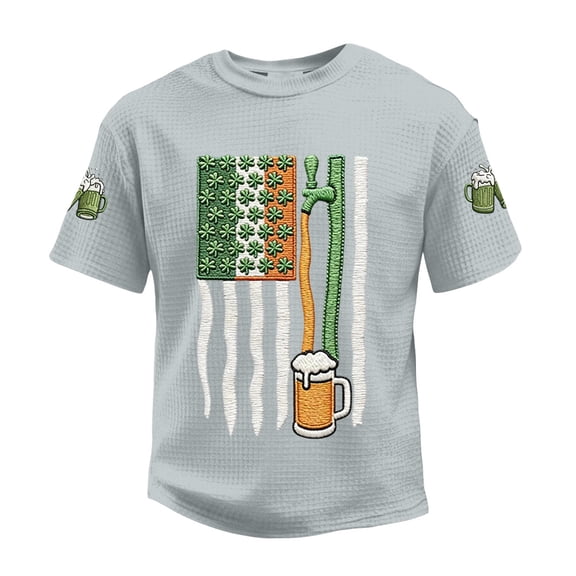 Men's St. Patrick's Day Beer Flag Graphic Crew Neck T-Shirt Short Sleeve