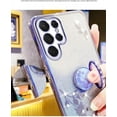 thumbnail image 5 of Electroplated Transparent Floral Phone case with or Without Finger Ring Holder, Small Fragrance Design for Samsung Galaxy S24 S23 S22 S21 Ultra Plus FE Note20 Phone Case (Blue 1,S21 FE), 5 of 8