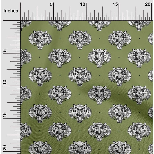 oneOone Tissu Voile de Coton Biologique Imprimé Visage d'Animal 1 Yard 42 Pouces de Large
