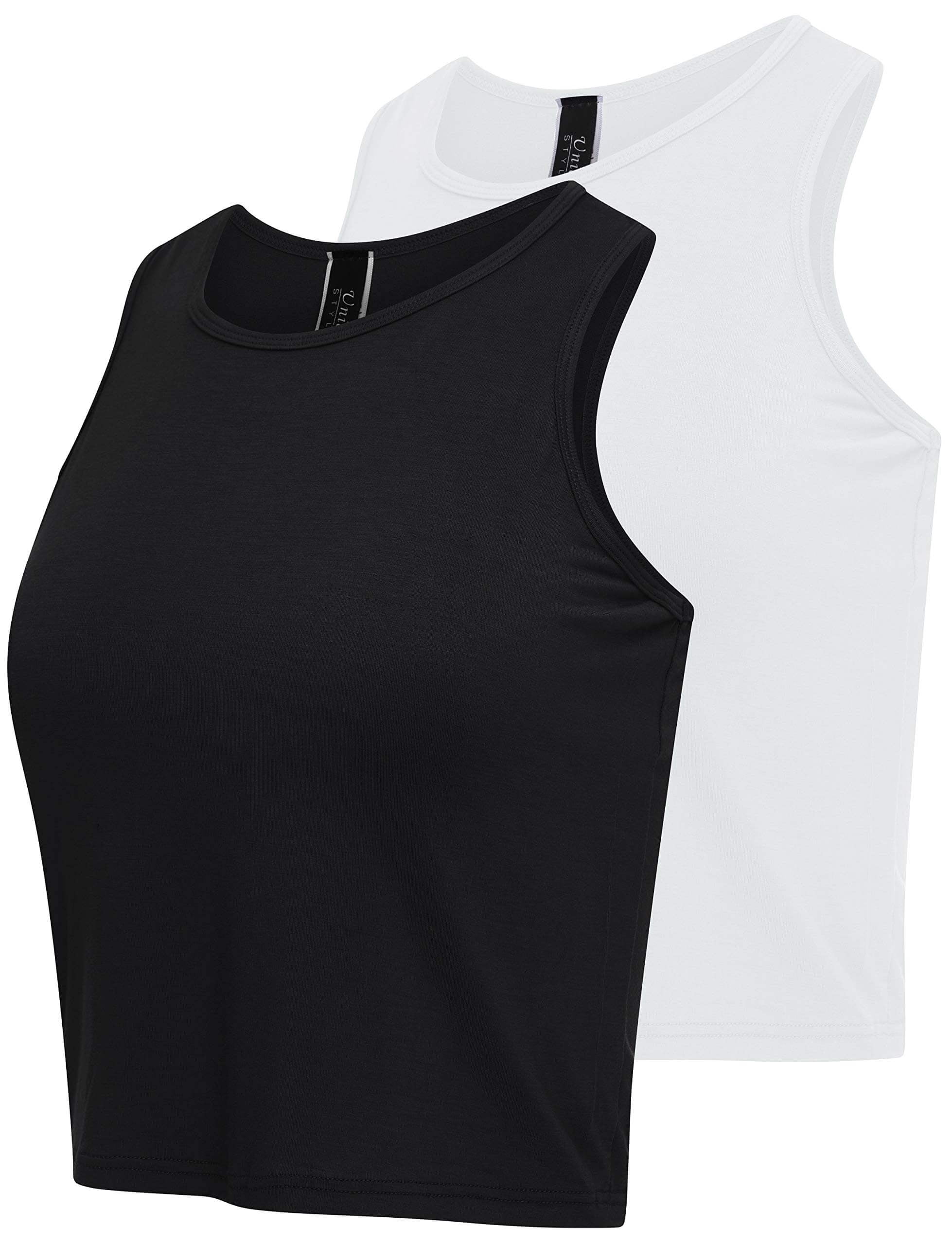 Womens Workout Tanks Tops Racerback Gym Yoga Athletic Cropped Tank Top ...