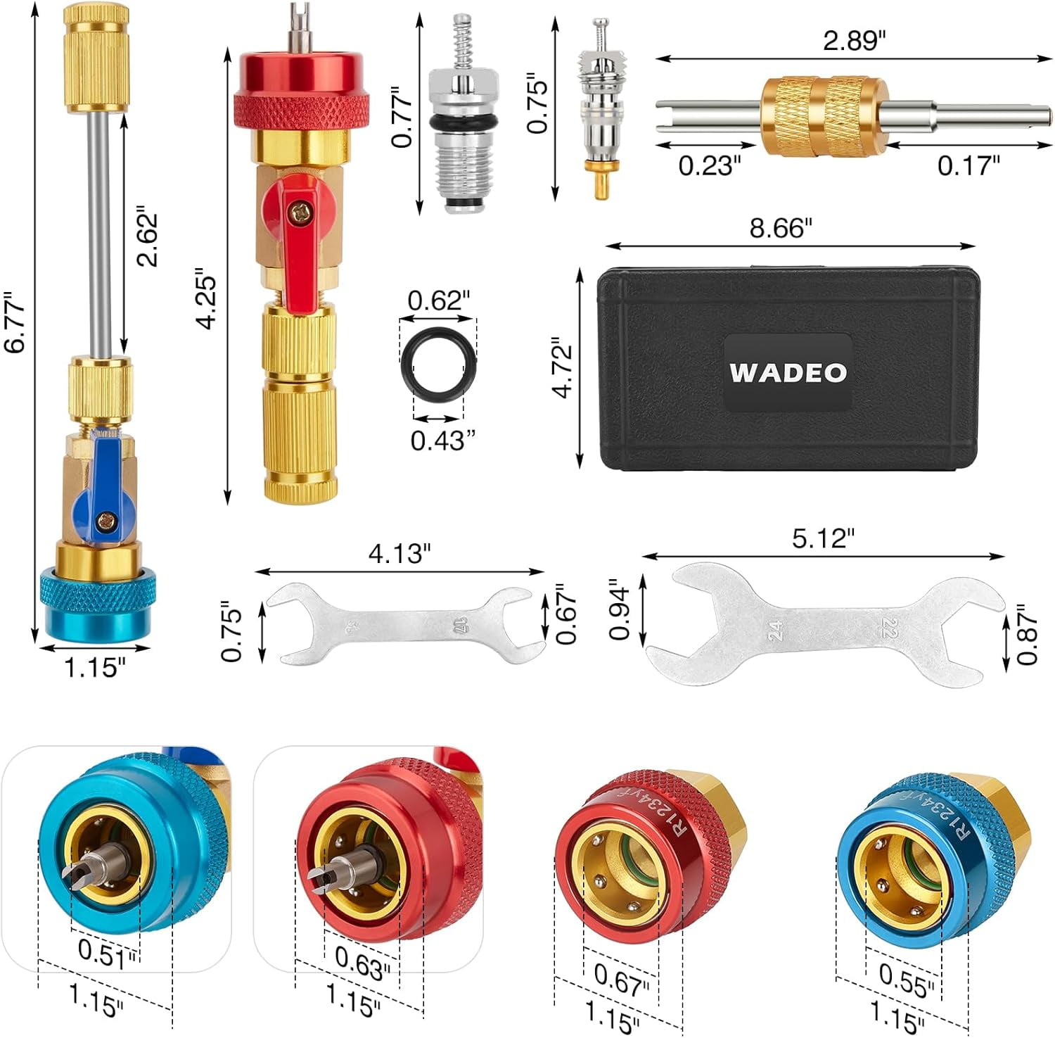 わーよ WADEO R134A R1234YF Valve Core Quick Remover Installer Tool Set