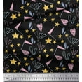 thumbnail image 2 of Soimoi Black Cotton Voile Fabric Flag & Heart Star Printed Craft Fabric by the Yard 42 Inch Wide, 2 of 3