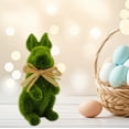 thumbnail image 5 of OAVQHLG3B Fuzzy Flocked Bunny Easter Spring Decor Furry Covered Rabbits Figurines Statue Garden Artificial Animal Moss Sculpture for Indoor Table Home Kitchen Shelf Decor Green, 5 of 6