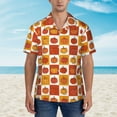 thumbnail image 2 of Fuzoiu Pumpkin Plaid Print Hawaiian Shirt for Men, Summer Beach Casual Short Sleeve Button Down Shirts, Men’s Beach Summer Shirts with Pocket,XX-Large, 2 of 7