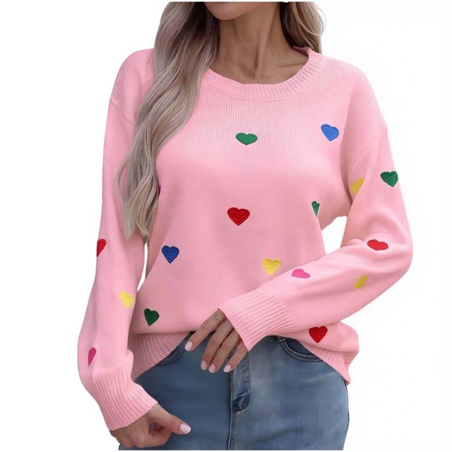 HongQid Womens Pullover Sweaters Long Sleeve Crewneck Casual Loose Knit Jumper Tops