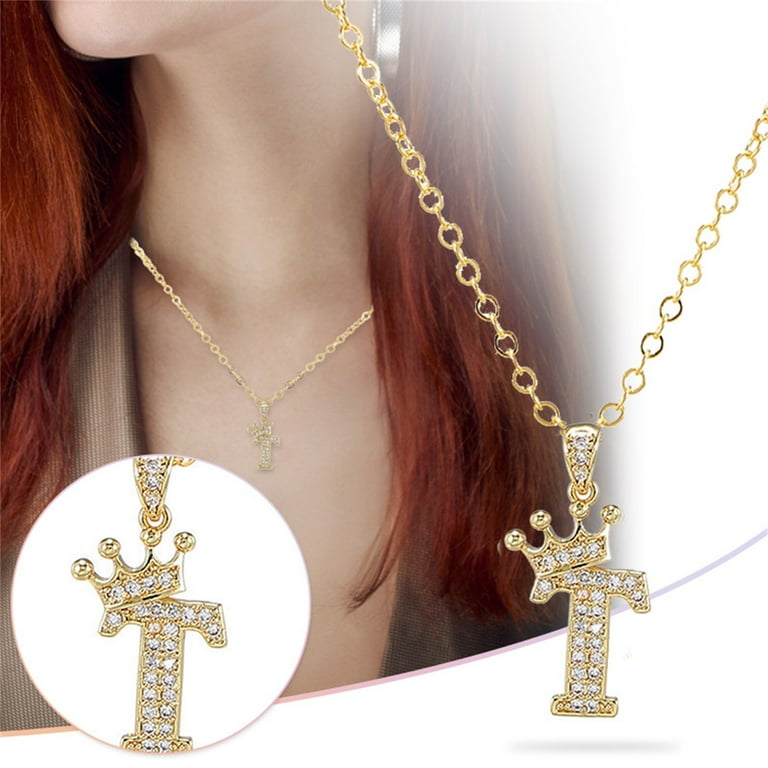 Necklace A Diamond Pendants Mens Jewelry Necklaces Stone Long Chain Necklace Custom Name Necklace 26 Letters Love Heart Clavicle Necklace Stainless Steel Mens Chain Thin Necklace for Women Rosary Walm...