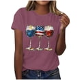 thumbnail image 2 of Mifsaly American Flag Shirt Women Crewneck Short Sleeve Cotton Tops Summer Casual Wine Glass Graphic T Shirts Daily Wear Versatile Patriotic Summer Fashion Tees M, 2 of 6
