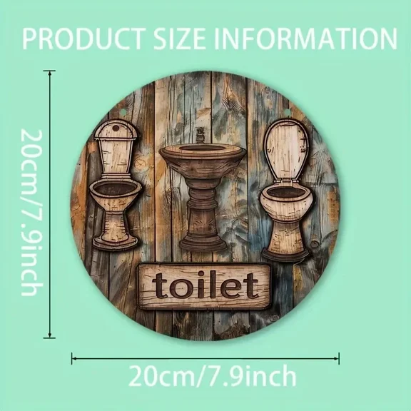 HELLOYOUNG "Vintage Dwarf Toilet Plaque 8 Inch - Hand-Painted Wooden Round Sign for Bathroom/Restroom, Quirky Farmhouse Decor
