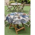 thumbnail image 3 of Outdoor Tablecloth with Umbrella Hole & Zipper, Navy Blue Sea Turtle Coastal Round Tablecloth 54 Inch, Beach Black Coral Nautical Rustic Patio Table Cover Waterproof Table Cloth for Picnic/Party, 3 of 7