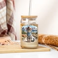 thumbnail image 3 of Welcome Fall Western Cowboy Manx Enjoys Majestic Autumn 16oz Glass Cup Mug Cat Lover Kitten Owner Gifts Glass Can with Bamboo Lid and Straw - 01007, 3 of 5