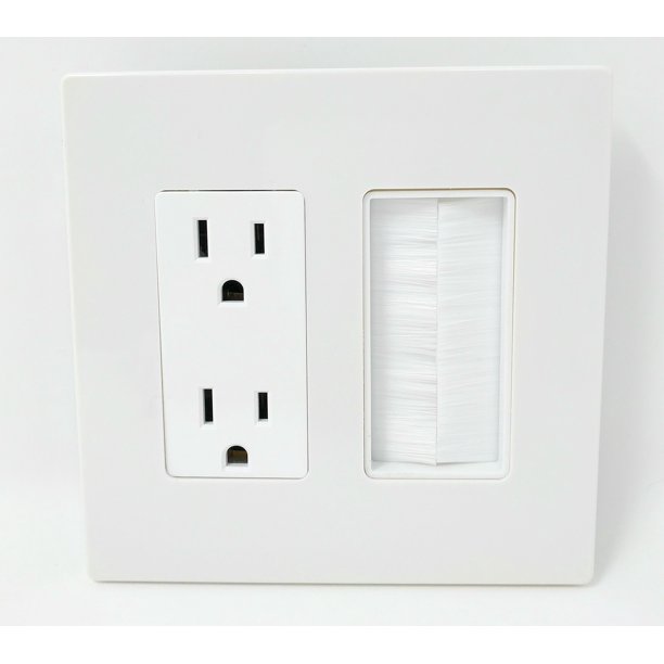 RiteAV 2 Gang 15A Outlet MeshBrush Screwless Decorative Wall Plate