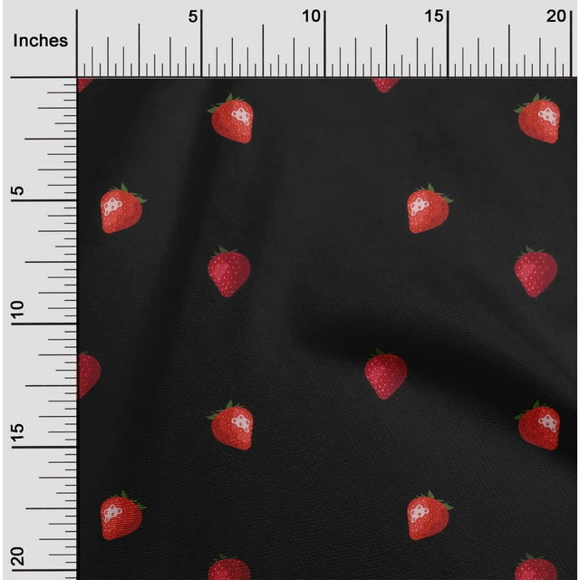 oneOone Cotton Poplin Fabric Strawberry Fruit Printed Craft Fabric BTY 42 Inch Wide