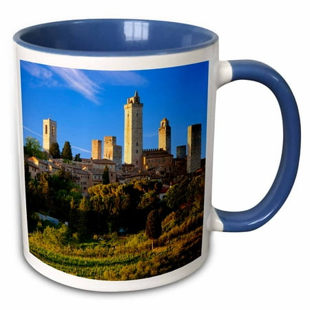 Evening Sun 16 Piece - 3dRose Evening over San Gimignano, Tuscany, Italy - EU16 BJN0238 - Brian Jannsen - Two Tone Blue Mug, 11-ounce