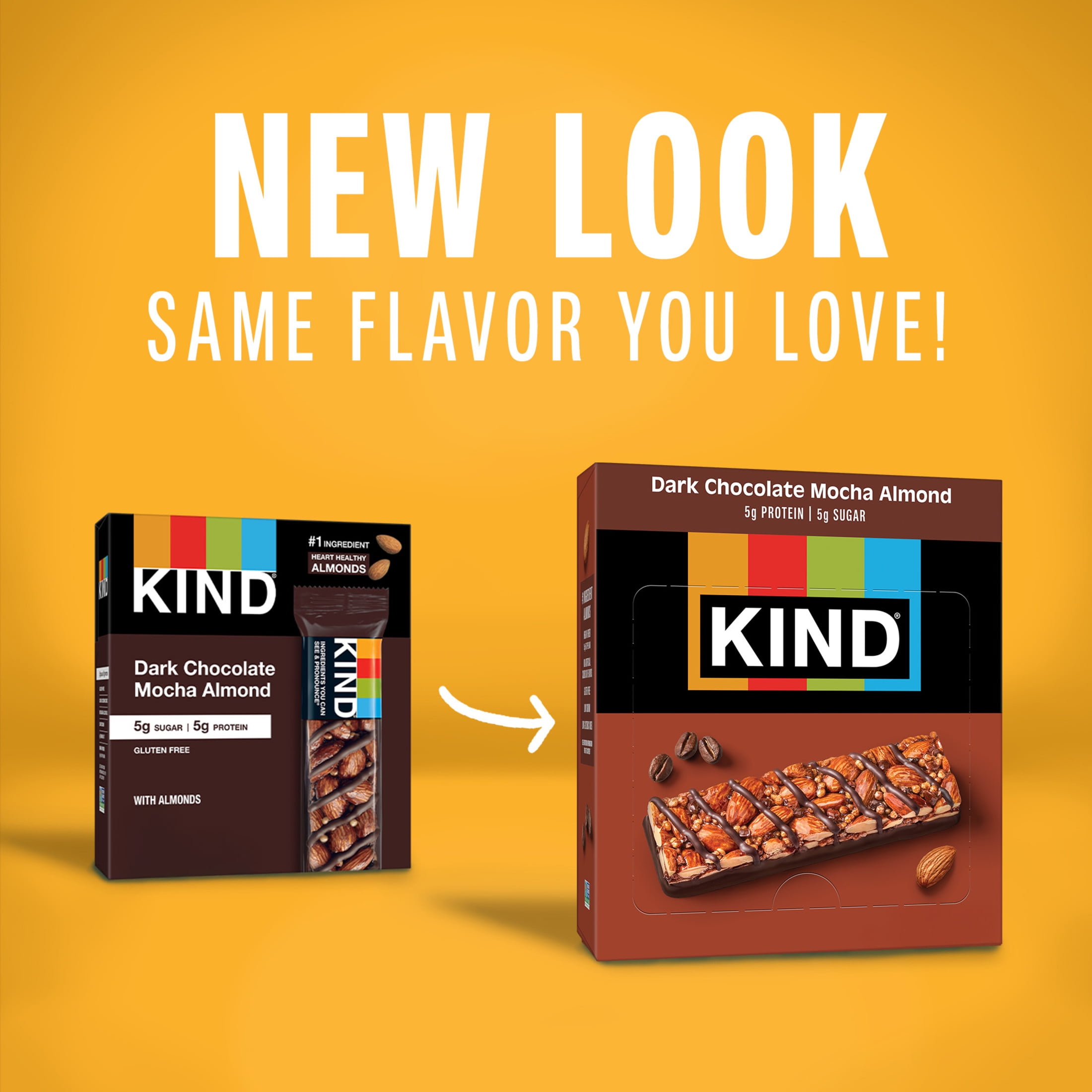 KIND Dark Chocolate Mocha Almond, Gluten Free, 1.4oz, 12 Snack Bars box