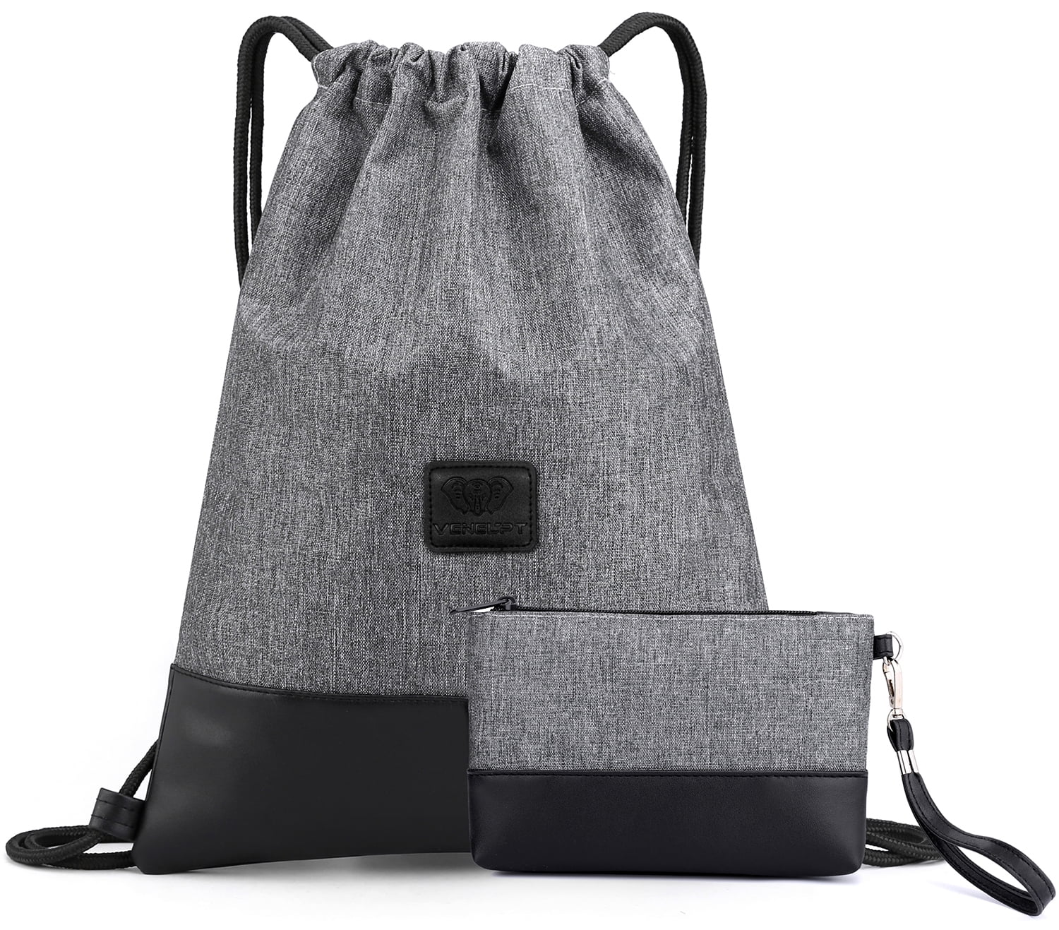 PlasMaller Gym Sack Drawstring Bag with Inside Zipper Pocket Sports