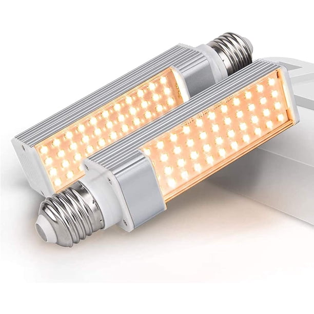 Bombillas LED de cultivo de 45 W, 2 bombillas E27 reemplazables, luz de cultivo de espectro completo para plantas de interior, plántulas, crecimiento y fructificación.