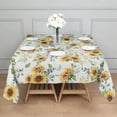 thumbnail image 3 of White Sunflower Green Leaf Pattern Square Tablecloth,Waterproof Square Table Cover,Wipeable Spillproof Washable Table Cover for Home Kitchen Party Decor 60"x60"(152x152cm), 3 of 6