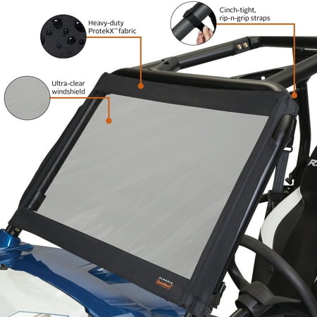 Classic Accessories QuadGear UTV Front/Rear Windshield, Fits Polaris RZR, RZR-S, RZR 900 XP (2015 models and older), Black