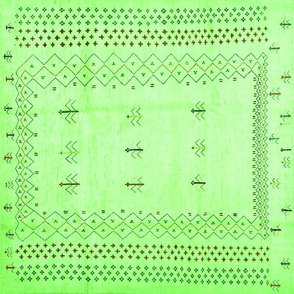 Ahgly Company Indoor Square Solid Green Modern Area Rugs, 7' Square