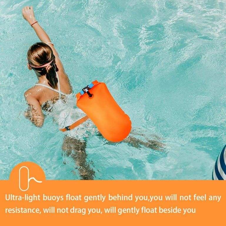 20L Swim Buoy Inflatable Swim Safety Float and Drybag(Orange), Size: Tile 27*63cm, Folding 25*50cm