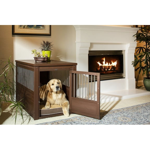 Open Box New Age Pet ECOFLEX® InnPlace Dog Crate & End Table, Indoor Furniture Style Pet Kennel
