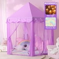 thumbnail image 2 of Tienda de campaña Princess Tent Púrpura con alfombra arcoíris y luces de estrellas, 2 of 7