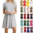 thumbnail image 6 of Summer Dresses for Women Lenago Casual Short Sleeve Dress Standard-Fit Midi T-Shirt Crewneck Sundress Dress L, 6 of 6