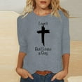 thumbnail image 2 of YanHoo Easter 3/4 Sleeve Shirts for Women Plus Size Ladies Easter Shirts Christian 3/4 Sleeve Tunic Tops Pullover Tee Cute Bunny Easter Eggs Graphic T-Shirt, 2 of 5
