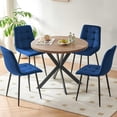 thumbnail image 4 of NORDICANA Round Kitchen Table and Chairs Set for 4, 37" Round Dining Table MDF Faux Wood Tabletop,Blue Velvet Dining Chairs Upholstered Side Chair, 4 of 8
