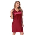 thumbnail image 2 of inhzoy Women's Satin Nightgowns V Neck Side Split Sleepshirt Short Sleeves Sleepwear Nightshirt, 2 of 7