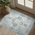 thumbnail image 3 of KUETH Modern Area Rug 2x3 Doormat, Low Pile Machine Washable Rugs, Small Retro Chenille Entryway Mat for Entrance, Hallway, Kitchen and Corridor, Blue, 3 of 8