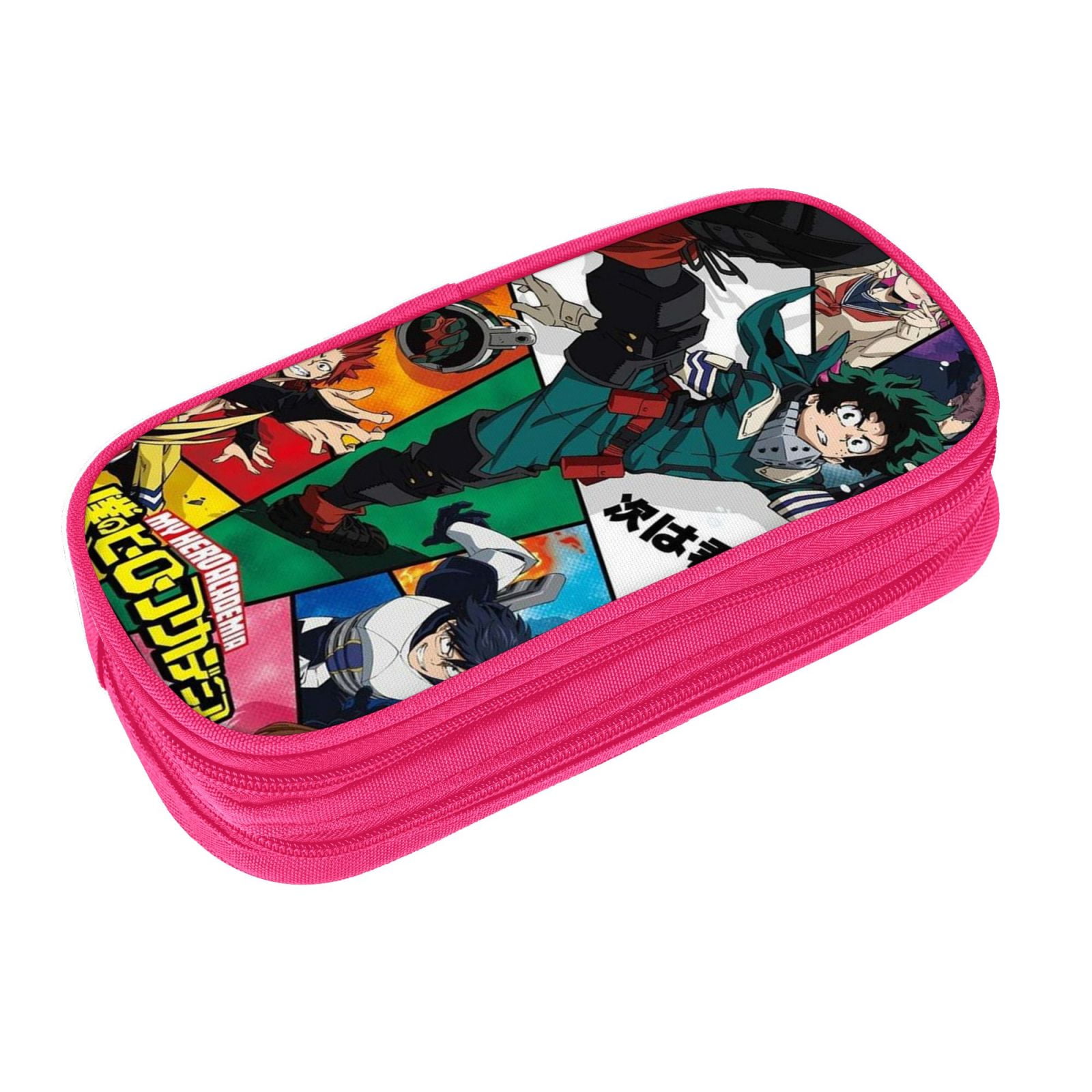 My Hero Academia Pencil Case Large Capacity Pencil Pouch Pen Bag Office Stationery Organizer Travel Makeup Bag Pink