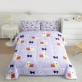 thumbnail image 2 of Manfei Cute Ghost Queen Comforter Set,Kawaii Bowtie Bowknot Bedding Sets,Lovely Daisy Flower Bedding Comforter Set For Girls Kids,Luxury Bedroom Decor Reversible,3-Piece, 2 of 8