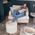 thumbnail image 2 of Beautiful Boucle Pouf Ottoman and Foot Rest - Elevate Your Living Room Decor with Lightweight Comfort and Charm - A Round Modern Foam Filled Foot Stool Perfect to Rest Your Feet, 2 of 4