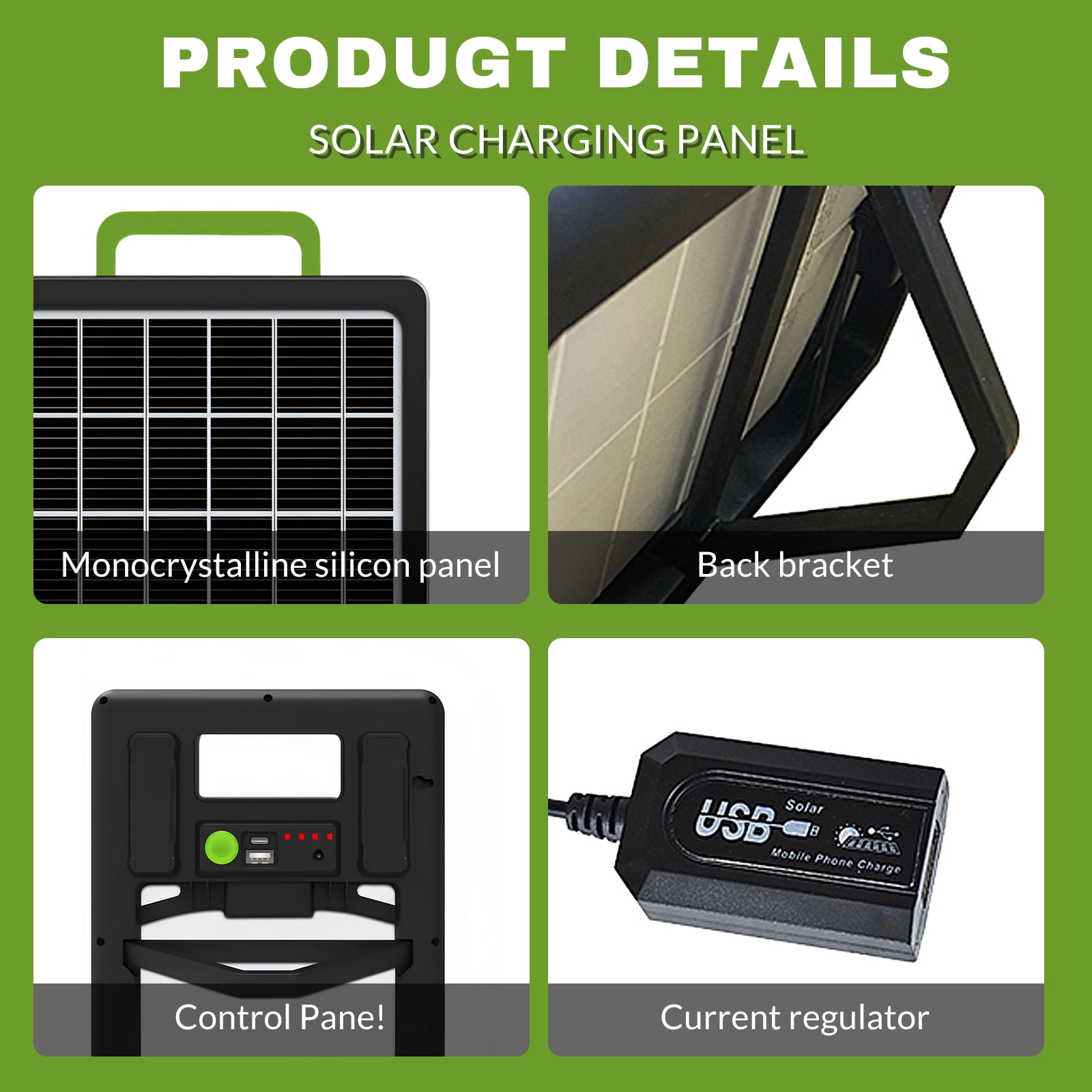 Kepeak 15W Foldable Solar Panel with USB-A/USB-C, 1-to-5 Cable, and LED Light – Lightweight, Waterproof for Mobile Phones
