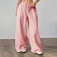 thumbnail image 6 of Womens Striped Pants Color Block Drawstring Pleated High Waist Trousers Loose Fit Casual Wide Leg Comfy Lounge Pants Red XL, 6 of 7