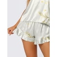 thumbnail image 4 of Unique Bargains Womens Satin Lounge Floral Cami Tops with Shorts Pajamas Sleepwear Sets, 4 of 5