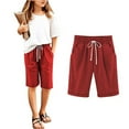 thumbnail image 6 of Lenpel Toddler Boys Girls' Bermuda Shorts Elastic Waist Drawstring Knee Length Casual Shorts Summer Shorts for Children, 6 of 7