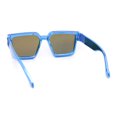 thumbnail image 4 of Showy Metallic Plastic Colorful Mirror Lens Rectangle Mob Horn Rim Sunglasses Blue Mirror, 4 of 4