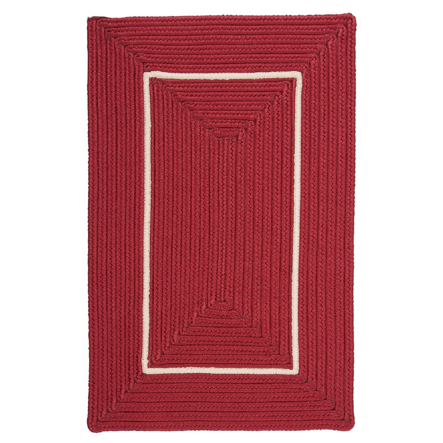 2' x 3' Red and White Rectangular Handmade Braided Area Throw Rug