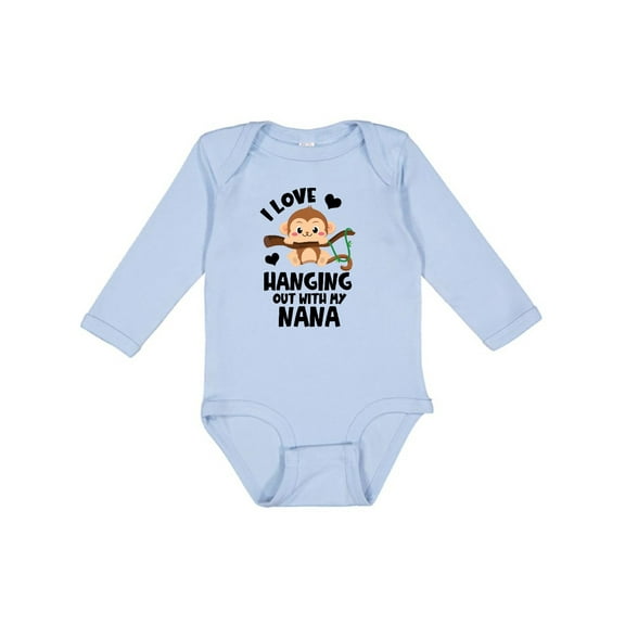 Inktastic Monkey I Love Hanging out with My Nana Boys or Girls Long Sleeve Baby Bodysuit