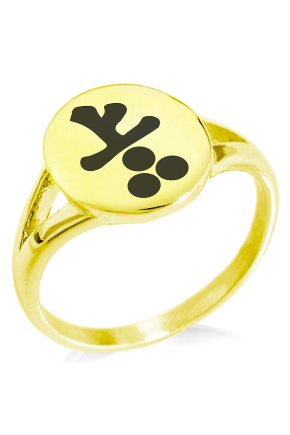 Stainless Steel Inoue Samurai Crest Minimalist Oval Top Polished Statement Signet Ring