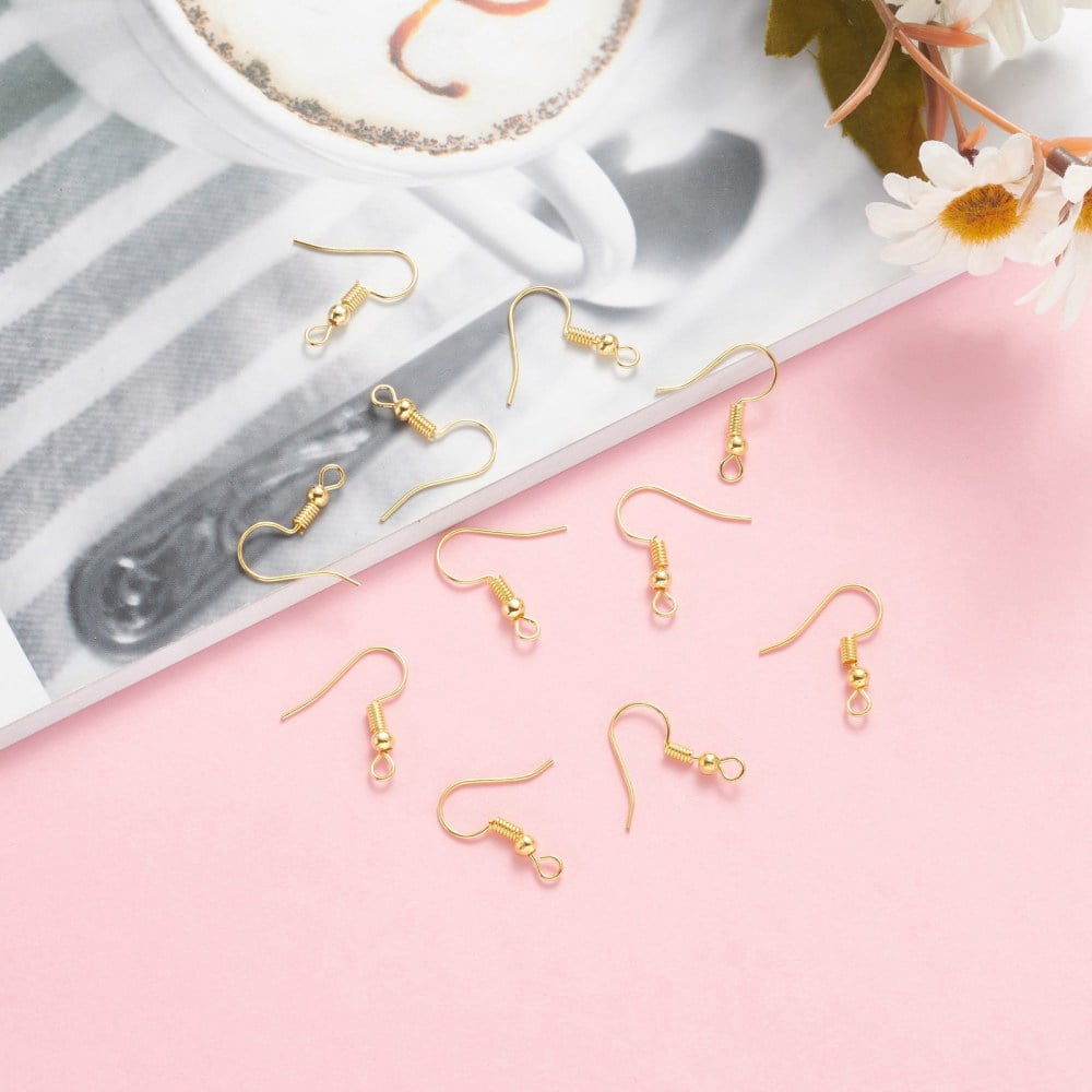 5000pcs Iron Earring Hooks Ear Wire with Horizontal Loop Cadmium Free & Nickel Free & Lead Free Golden 17~19x0.8mm Hole: 2mm 22 Gauge Pin: 0.6mm