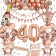 thumbnail image 2 of AYUQI 40th Birthday Decorations for Women, Rose Gold Happy Birthday Party Supplies with Birthday Bunting Banner, Rose Gold Confetti Latex Balloons, Number 40 Crown Wine Bottle Foil Balloons, 2 of 7