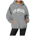 thumbnail image 2 of Los Angeles Hoodies for Women Fall Winter Long Sleeve Graphic Hooded Sweatshirt with Pockets Streetwear Pullover Tops, 2 of 7
