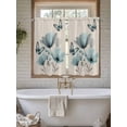 thumbnail image 6 of Turquoise Floral Tier Curtains 45 Inches Long, Spring Pastoral Flowers Butterfly Beige Window Treatment Curtain Drapes, Small Curtain Drapes for Bathroom Laundry Room, 27.5"x45", 2 Panels, 6 of 7