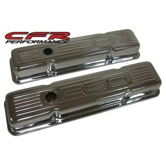 CFR Performance HZ-9841-C Tall Steel Valve Covers - Chrome with 350 Logo for 1958-86 Chevy Small Block 350